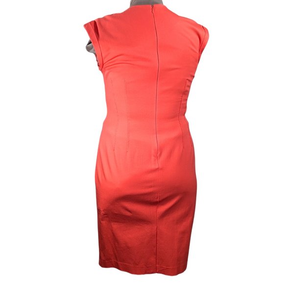 Banana Republic 12 NWT Sloan Dress Knee Length Cap Sleeve Coral Orange Stretch - Picture 4 of 10